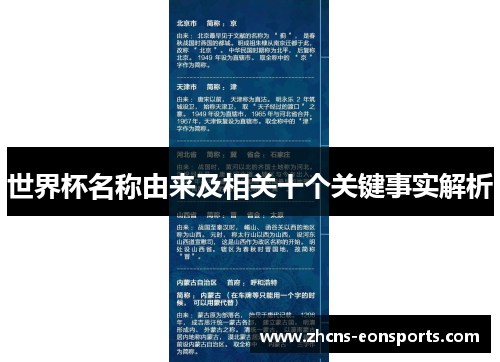 世界杯名称由来及相关十个关键事实解析